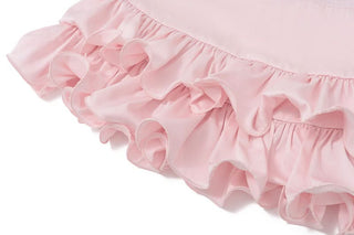 Ruffle A line ruched solid mini skirt