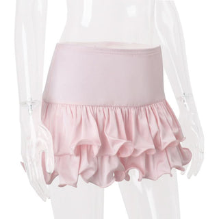 Ruffle A line ruched solid mini skirt