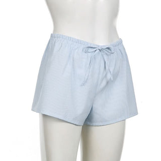 Striped self tie ruched low rise short pant