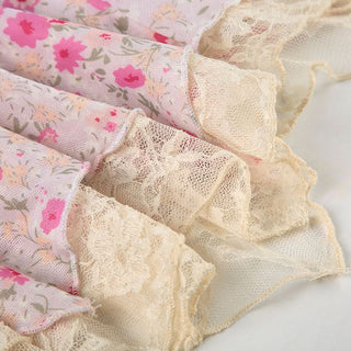 Halter self tie lace hem v neck flower print top