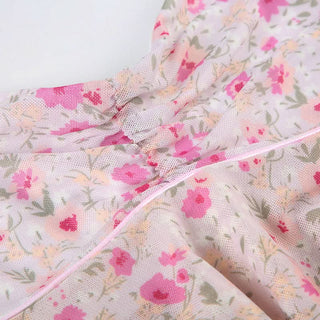 Halter self tie lace hem v neck flower print top