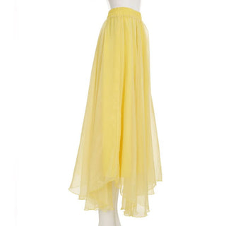 Ruffle ruched chiffon solid midi skirt