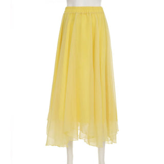 Ruffle ruched chiffon solid midi skirt