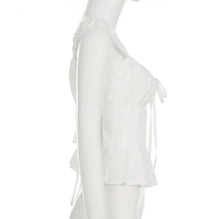 Pleated v neck self tie zip-up solid top