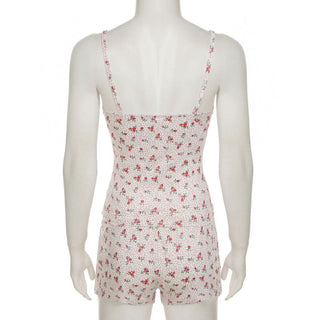 Ruched v neck flower print low rise cami pant set