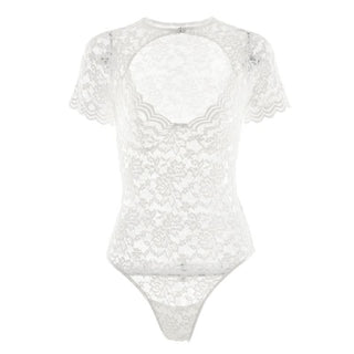 Short sleeve lace hollow out bodysuit