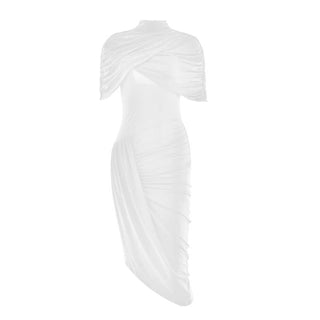 Ruched u neck shrug 2 piece maxi dress