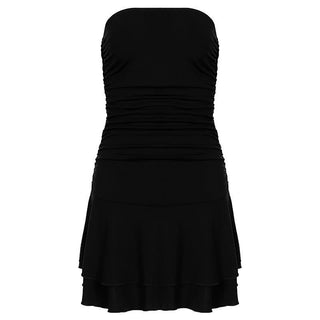 Ruched solid tube mini dress