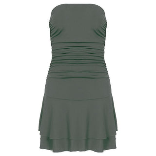 Ruched solid tube mini dress