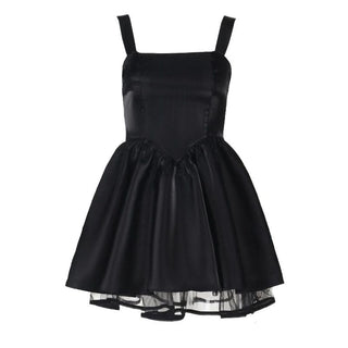 Square neck lace up ruched cami mini dress