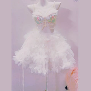 Bowknot beaded ruffle v neck ruched top