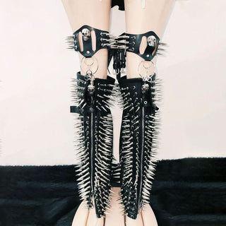 O ring PU leather rivet applique v neck top