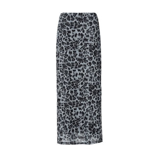 Leopard print mesh maxi skirt