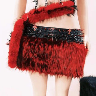 Metal chain o ring PU leather hollow out rivet applique cut out top