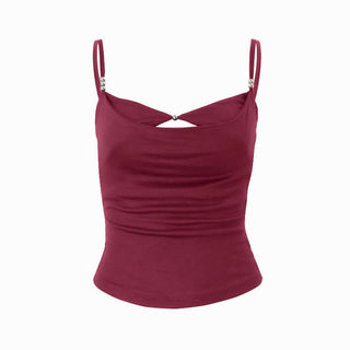 Beaded hollow out cami cut out top