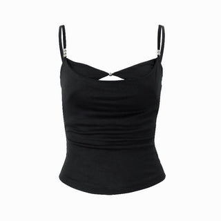 Beaded hollow out cami cut out top