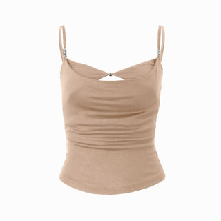 Beaded hollow out cami cut out top