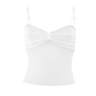 Ruched v neck backless cami top