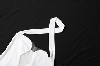 Cross front halter hollow out backless mini dress