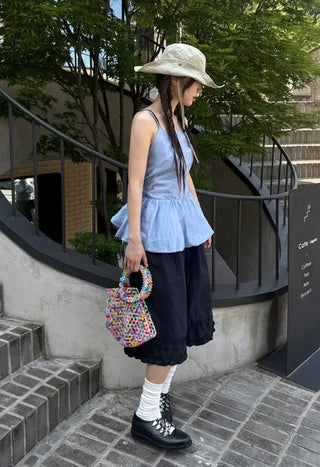 elly frill bermuda pants