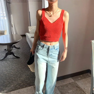 Cropped knit bustier