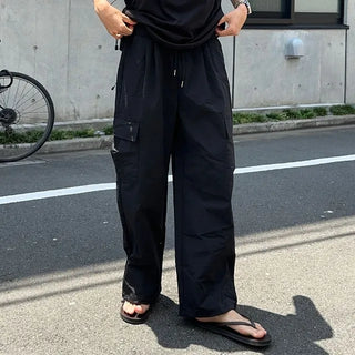 Nylon wide pocket drawstring pants