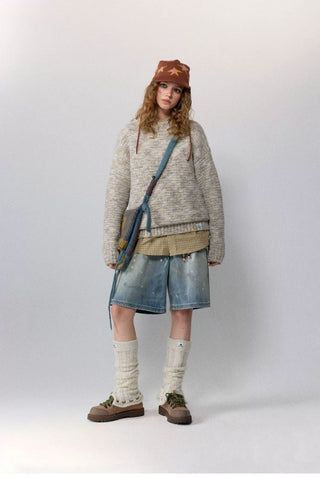 [Monterest] Multicolor Yarn Blend Crewneck Sweater