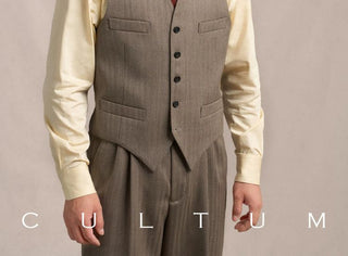 [CULTUM] 1930s Wool Blend Striped V-Neck Vest