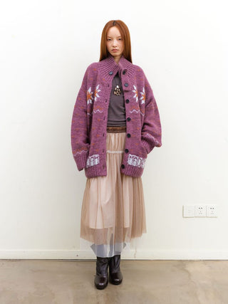 [NeverSeez] Fair Isle Wool Blend Cardigan