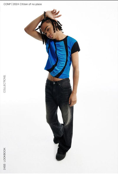 CONP Swirl Pleated Shirt (Blue)