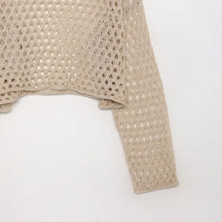 Net-knit cropped sweater