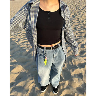 2-button round short-sleeved T-shirt