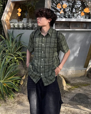 (Unisex) Tartan Check Half Shirt
