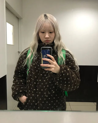Dot fleece zip-up