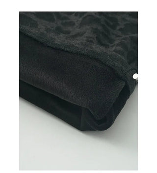 Fleece-lined leopard print elastic waist sweatpants