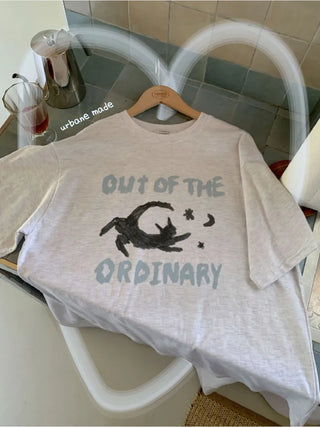 Cat Lettering Oversized Pigment Short-Sleeve T-Shirt