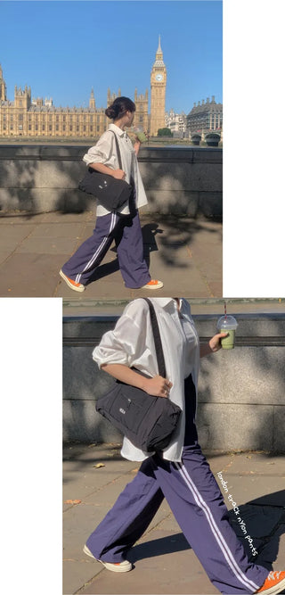 Wide-leg fleece-lined track pants