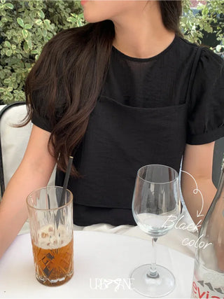 Ribbon bustier Tencel chiffon blouse