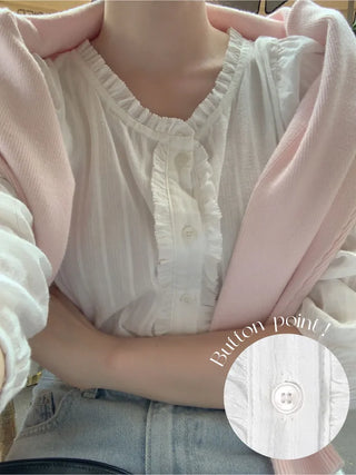 Autumn blouse with frills and pleats