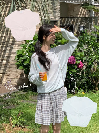 [6 colors] Whole Garment Linen Long Sleeve Knit
