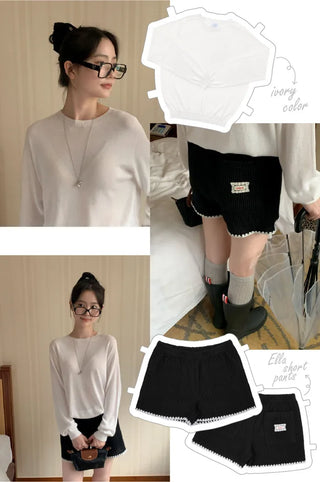 [6 colors] Whole Garment Linen Long Sleeve Knit