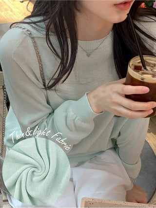 [6 colors] Whole Garment Linen Long Sleeve Knit