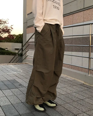 Nylon wide Joker pants