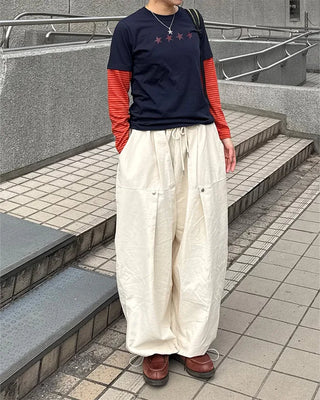 Striped Sleeve Layered T-Shirt