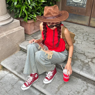 Vintage wide-leg denim pants