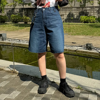 D-ring Bermuda denim pants
