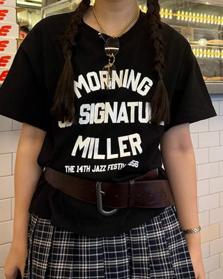 morning lettering half-sleeve T-shirt