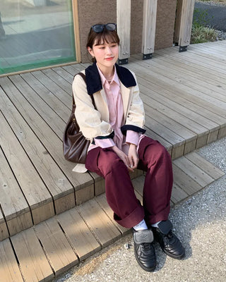 Loose-fit half trench coat