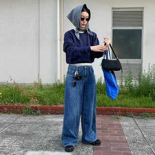 Wide denim pants