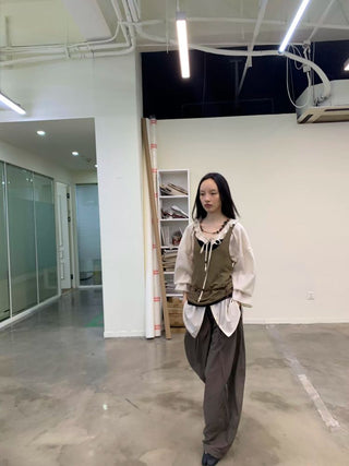 [NEVERSEEZ] Quick-Dry Wide Leg Parachute Pants